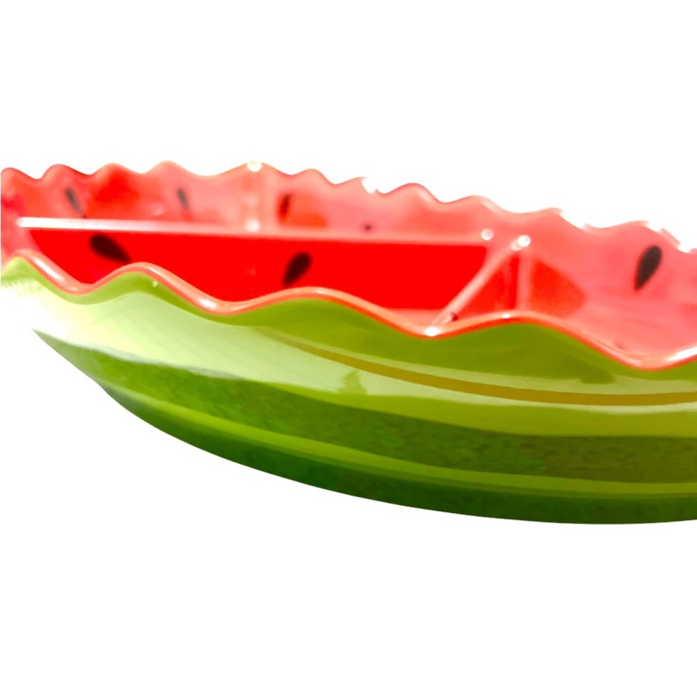 Watermelon Serving Tray Red Plastic Sectional Platter Bowl Dish Summer Picnic
